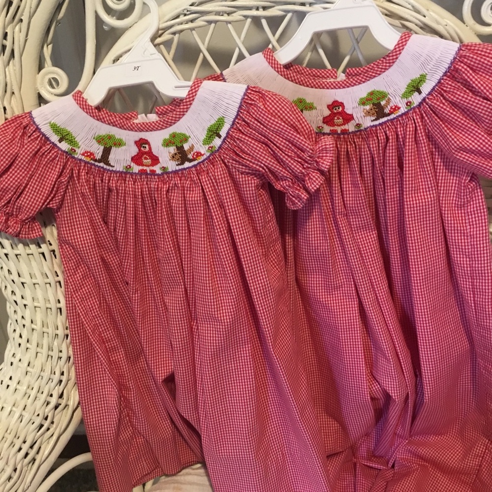 Girls 12M & 3T Lil Red Riding Hood smocked dresses